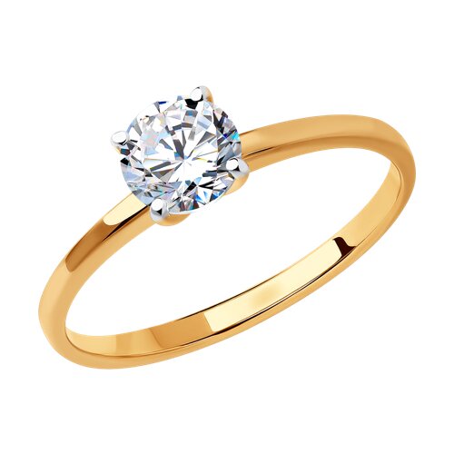 Кольцо, золото, фианит, 019065